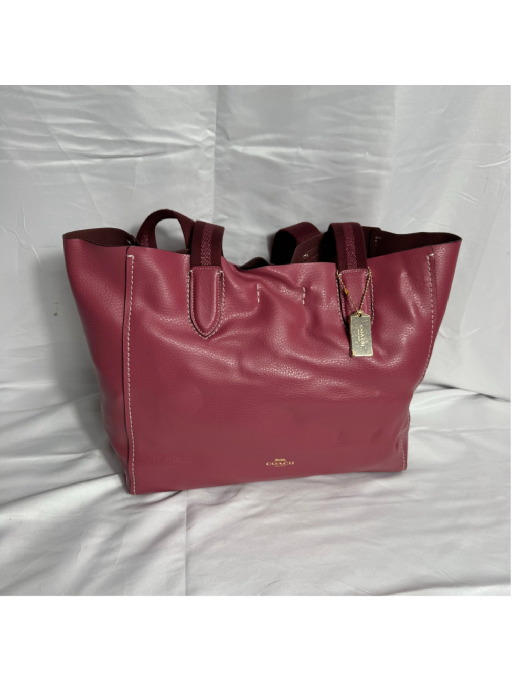 Women's Coach Pink Leather Tote Bag One Size
